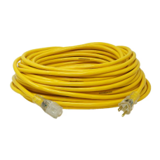 309718 Yellow Jacket Southwire Cable de extensión iluminado de alta resistencia SJTW amarillo para exteriores, 14/3, 100 pies, 3 clavijas